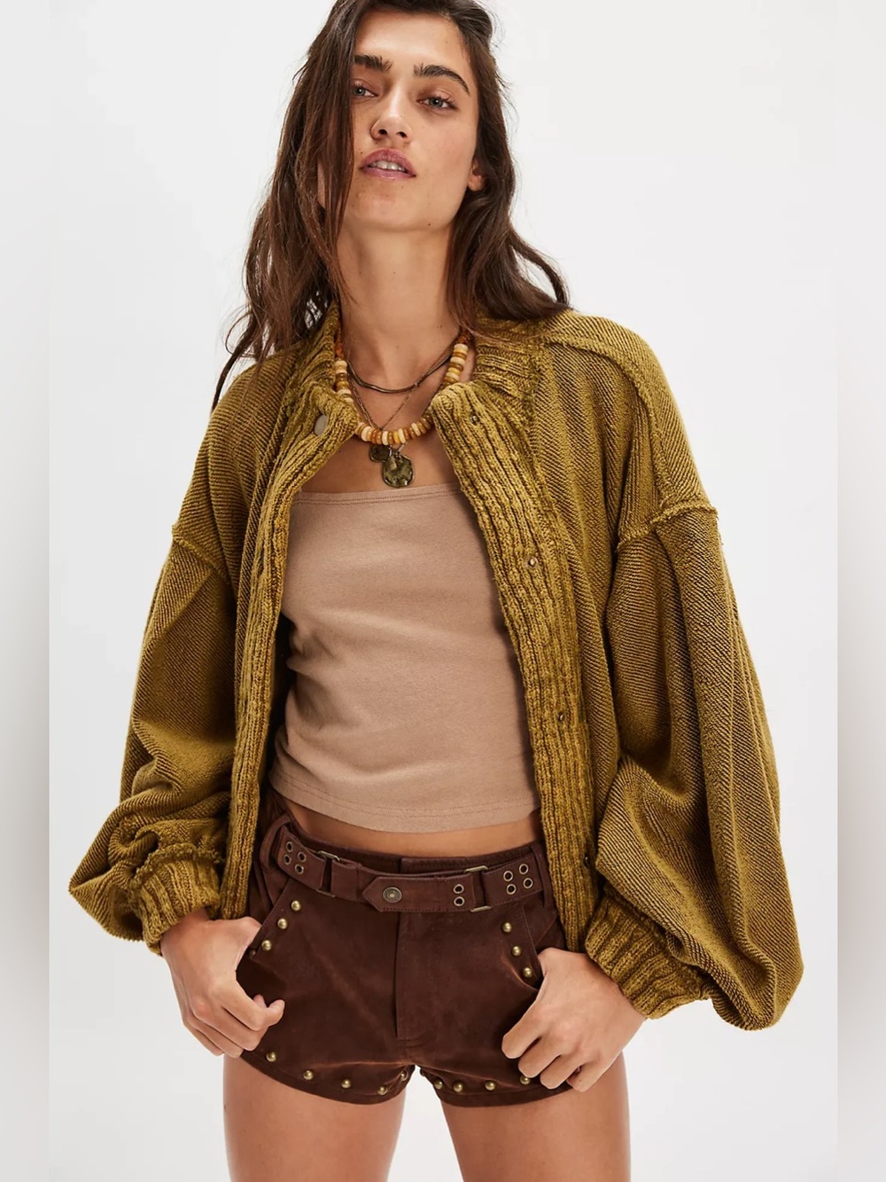 Free People Cute In This‎ Cardi Cardigan Sweater Miss Green Small